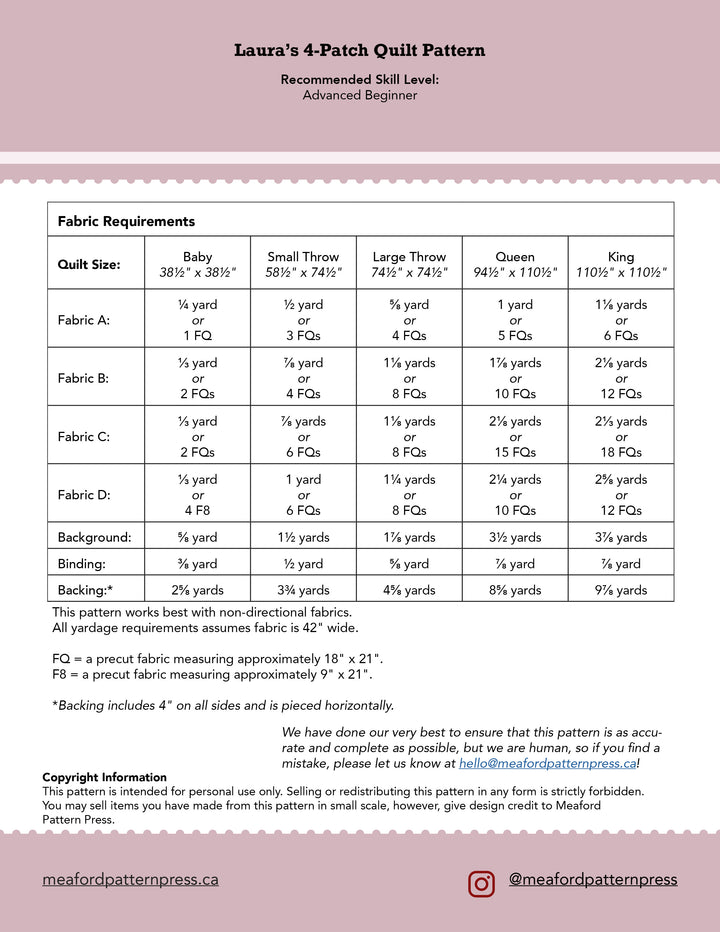 Laura's 4-Patch Quilt Pattern